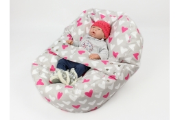 Relaxačný vak, vak pre bábätko SRDCE RŮŽOVÉ 100% bavlna