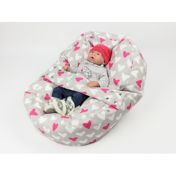 Relaxačný vak, vak pre bábätko SRDCE RŮŽOVÉ 100% bavlna