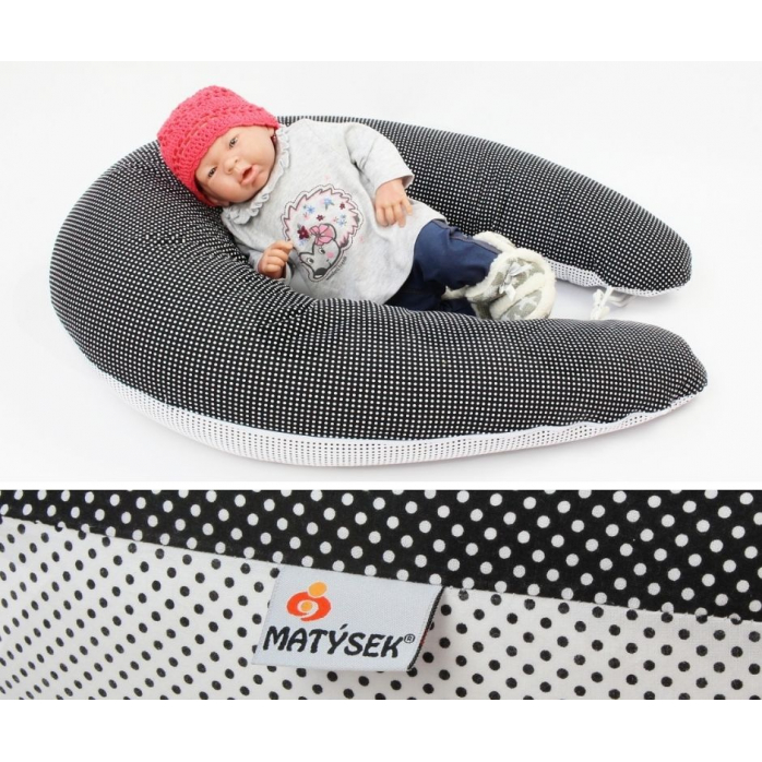 Dojčiace vankúš Maxi BODKA ČIERNOBIELA, 100% bavlna