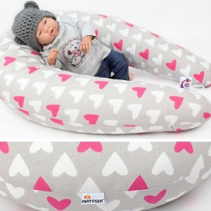 Dojčiaci vankúš Maxi SRDCE RŮŽOVÉ 100% bavlna 205cm