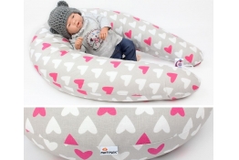 Dojčiaci vankúš Maxi SRDCE RŮŽOVÉ 100% bavlna 205cm